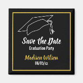 Aimant Noir et blanc Enregistrer la Date Graduation Party (Devant)