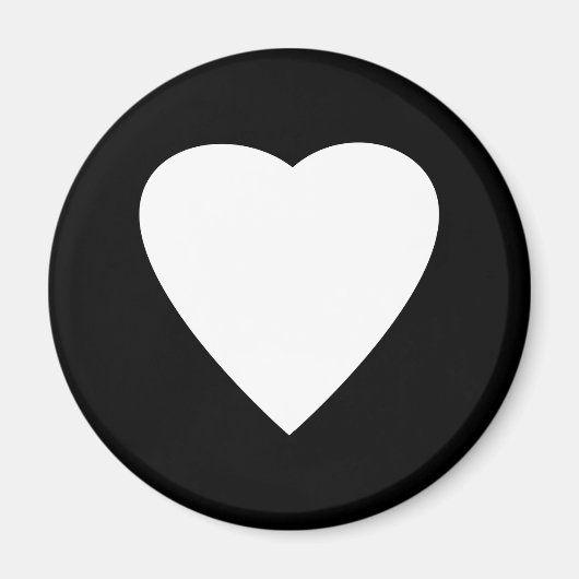 Aimant Noir et Blanc Love Heart Design. (Devant)