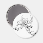 Aimant Noir et blanc mignon Angel avec coeur (Recto/Verso)