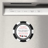 Aimant Noir et Blanc Poker Chip Mariage Enregistrer la da (In Situ (Lave-vaisselle))