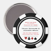 Aimant Noir et Blanc Poker Chip Mariage Enregistrer la da (Recto/Verso)