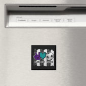 Aimant Noir et blanc Striped Peace Love Soccer (In Situ (Lave-vaisselle))