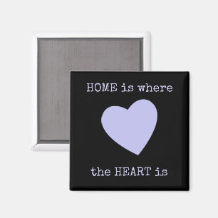 Aimant Noir et lilas avec citation coeur et maison