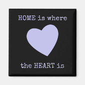 Aimant Noir et lilas avec citation coeur et maison (Devant)