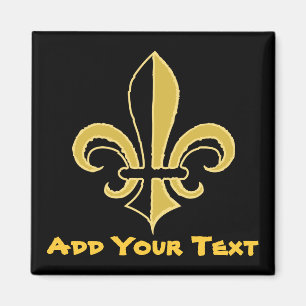 Aimant Noir et or Fleur de lis