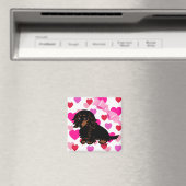 Aimant Noir et Tan Long Haired Dachshund 3 (In Situ (Lave-vaisselle))
