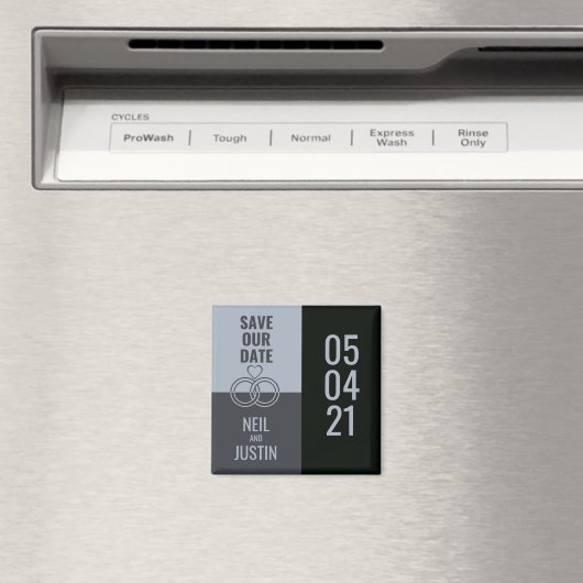 Aimant Noir & Gris Moderne Enregistrer La Date (In Situ (Lave-vaisselle))