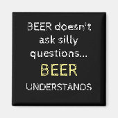 Aimant Noir jaune et blanc avec citation bière (Devant)