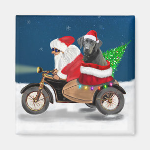 Aimant Noir Labrador Chien Noël Père Noël