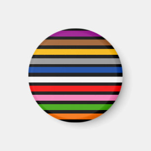 Aimant Noir Lignes à bandes multicolores Conception Motif