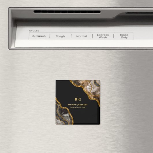 Aimant Noir & Or Agate Géode Parties scintillant Mariage  (In Situ (Lave-vaisselle))