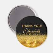 Aimant Noir or élégant Merci nom d'anniversaire (Recto/Verso)
