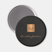Aimant Noir or élégant nom monogramme personnalisé (Recto/Verso)
