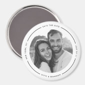 Aimant Noir rond et blanc Enregistrer la date avec la pho (Recto/Verso)