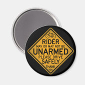 Aimant noir rond "RIDER NON ARMÉ" (Recto/Verso)