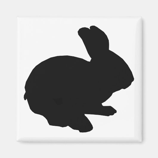 Aimant Noir Silhouette Lapin de Pâques (Devant)