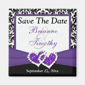 Aimant Noir, Violet, Blanc Damas Enregistrer L'Aimant Dat (Devant)