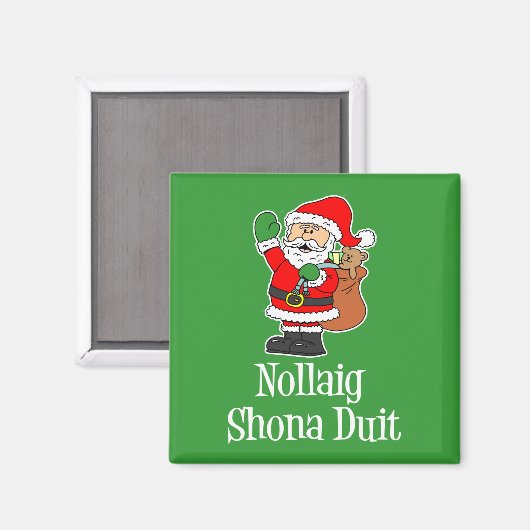 Aimant Nollaig Shona Duit Noël irlandais Père Noël (Recto/Verso)