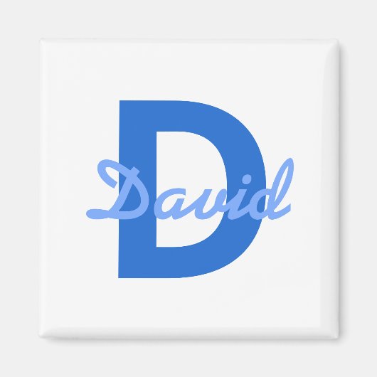 Aimant Nom bleu et monogramme (Devant)