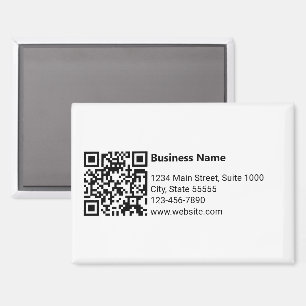 Aimant Nom commercial Noir Blanc QR Code Adresse Téléphon