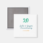 Aimant nom date anniversaire 20 ans bleu vert orange (Recto/Verso)