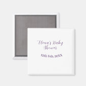 Aimant nom date de baby shower violet élégant simple (Recto/Verso)