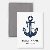 Aimant Nom de bateau ancre nautique (Recto/Verso)