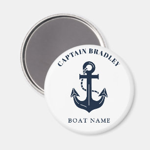 Aimant Nom de capitaine nautique élégant personnalisé et 