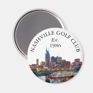 Aimant Nom de club de golf personnalisé Nashville Skyline
