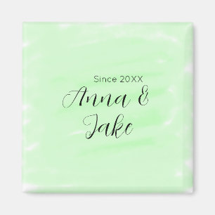 Aimant Nom de couple de mariage date aquarelle verte past