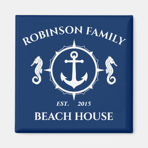 Aimant Nom de famille Beach House Seahorse Ancre Marine B