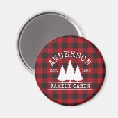 Aimant Nom de famille du cabine Red Buffalo Plaid (Recto/Verso)