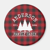 Aimant Nom de famille du cabine Red Buffalo Plaid (Devant)