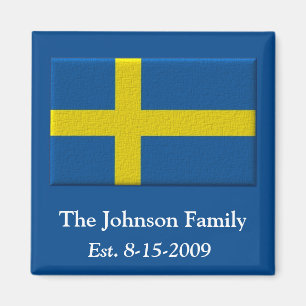 Aimant Nom de famille et date suédois de drapeau