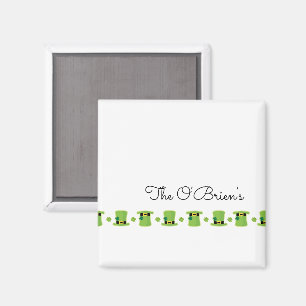 Aimant Nom de famille irlandais Shamrock Casquettes verts