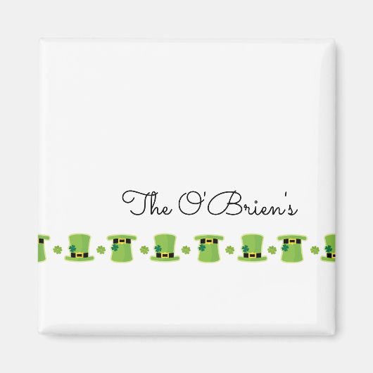 Aimant Nom de famille irlandais Shamrock Casquettes verts (Devant)