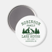 Aimant Nom de famille Lake House Forest Green Trees (Recto/Verso)
