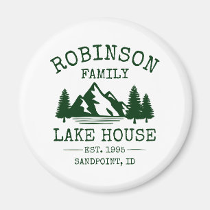 Aimant Nom de famille Lake House Forest Green Trees