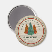 Aimant Nom de famille Lake House Pine Tree bois Personnal (Recto/Verso)