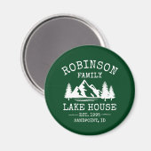 Aimant Nom de famille Lake House Trees Forest Green (Recto/Verso)
