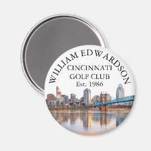 Aimant Nom de golf personnalisé avec la skyline de Cincin