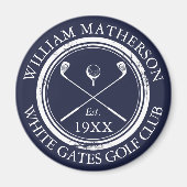 Aimant Nom de golf personnalisé bleu marine (Devant)