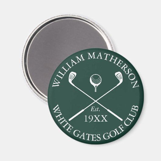 Aimant Nom de golf personnalisé classique Émeraude Vert (Recto/Verso)