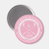 Aimant Nom de golf personnalisé rose (Recto/Verso)