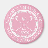 Aimant Nom de golf personnalisé rose (Devant)
