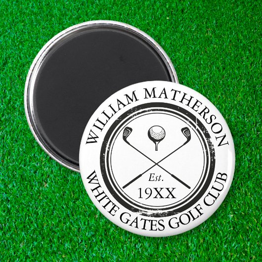 Aimant Nom de golf personnalisé Tampon rétro de golf
