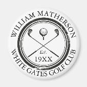 Aimant Nom de golf personnalisé Timbre rétro de golf (Devant)