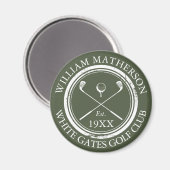Aimant Nom de golf personnalisé vert olive (Recto/Verso)