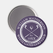 Aimant Nom de golf personnalisé Violet (Recto/Verso)