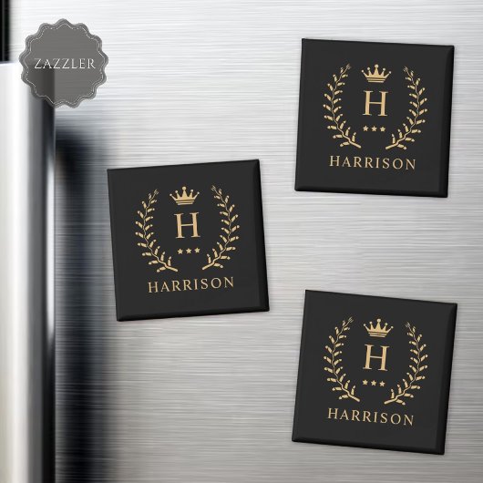 Aimant Nom de la Personnaliser et premier monogramme noir